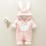 The new cotton padded cotton baby romper thickened chinchilla hooded cotton baby Onesies newborn go climbing clothes - Almoni Express