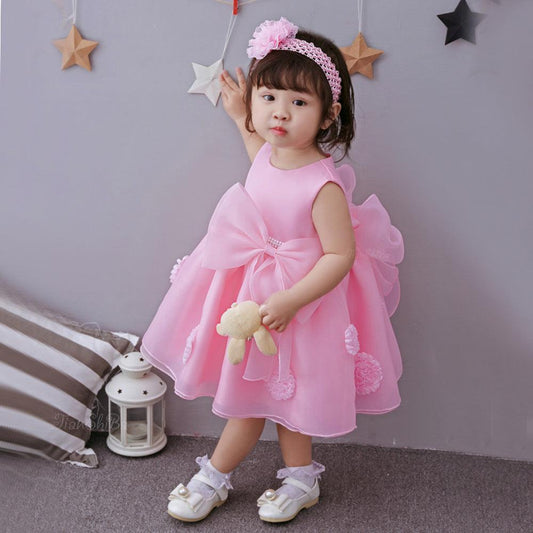 The Spring And Summer Of Years Old Female Infant Baby Child Princess Dress Girls DressPink Flower Girl Dress Skirt - Almoni Express