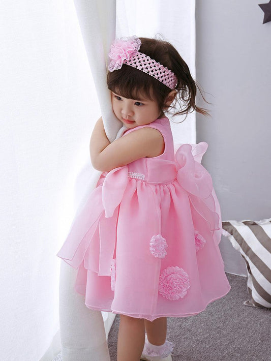 The Spring And Summer Of Years Old Female Infant Baby Child Princess Dress Girls DressPink Flower Girl Dress Skirt - Almoni Express