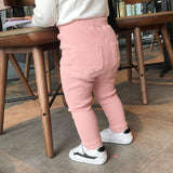 Threaded Leggings Autumn Girls Children Baby Pit Pants Children'S Trousers - Almoni Express