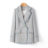 Tweed Suit Female Light Mature Retro Short Lapel Top, Lady's Small Fragrance Jacket - Almoni Express