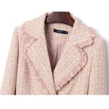 Tweed Suit Female Light Mature Retro Short Lapel Top, Lady's Small Fragrance Jacket - Almoni Express