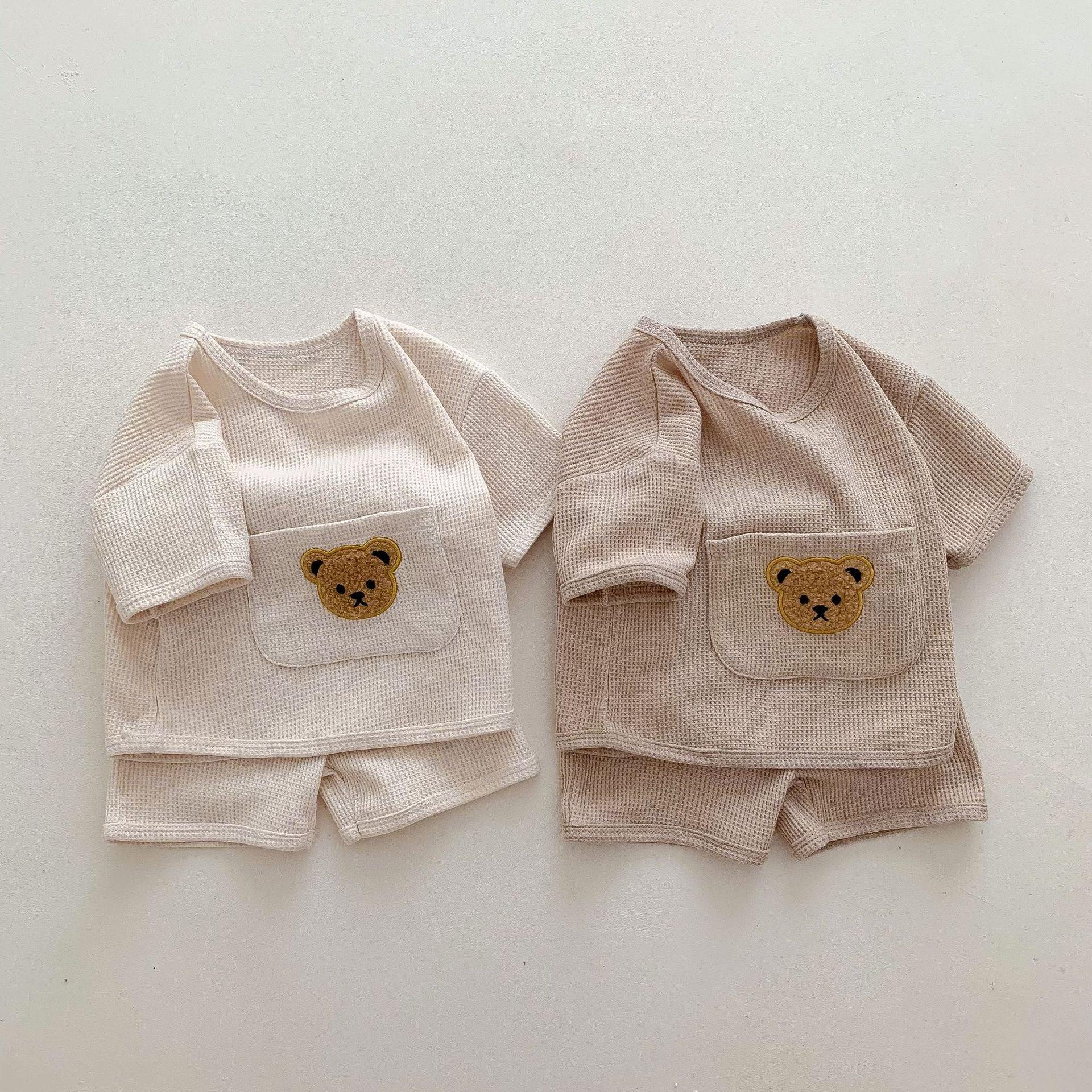 Unisex Baby Suit Clothes For Babies Summer Two-piece Bear Top Shorts - Almoni Express