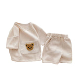 Unisex Baby Suit Clothes For Babies Summer Two-piece Bear Top Shorts - Almoni Express