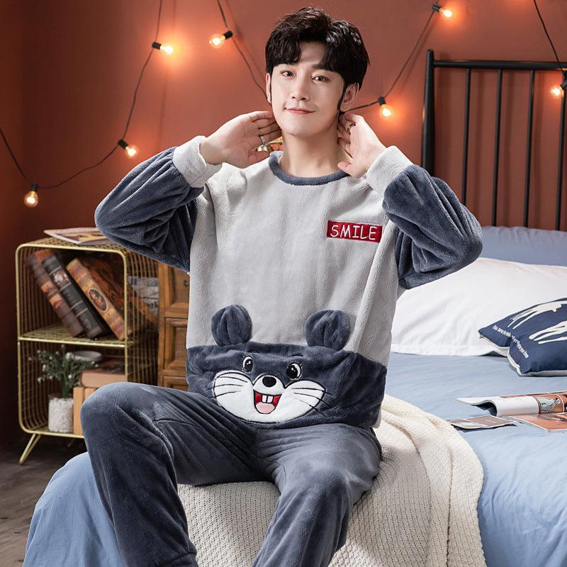 Velvet Couple Pajamas Korean Style Thickened Warmth - Almoni Express