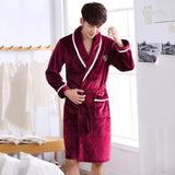 Winter Flannel Lovers Robe Gown Elegant Solid Casual Sleepwe - Almoni Express