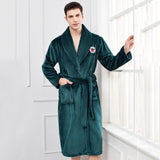 Winter Flannel Lovers Robe Gown Elegant Solid Casual Sleepwe - Almoni Express